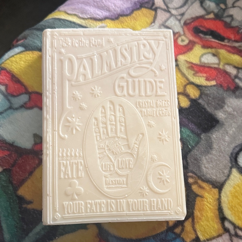 Cream Palmistry Guide Book Candle
